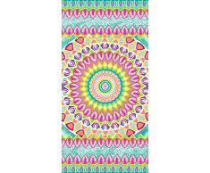 Secaneta Serviette de Plage 75 x 150 cm, Tissu Velours 100 % Coton, Mandala Satii, Multicolore, 75 x 150 cm