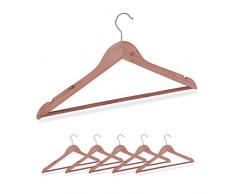 Relaxdays 10029413 Bois de cÃ¨dre, Set de 6 cintres, Traverse Pantalon, encoches, Ã©lÃ©gant, Anti Mites, L:44 cm, Nature, Fer