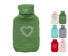 Bouillotte 2L avec Housse Coeur - Double lamelle - Motif AlÃ©atoire