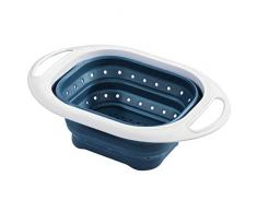 Xavax Passoire de cuisine (en silicone, repliable) Blanc/PÃ©trole