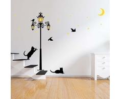 Walplus 220x120 cm Mural Autocollants Street LumiÃ¨re Brille en FoncÃ© Amovible Auto-AdhÃ©sif Mural Art Stickers Vinyle Maison DÃ©coration DIY Salon Chambre Bureau DÃ©cor Peint Enfants Chambre Cadeau, Noir