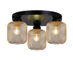 Viokef Lighting 4165300 3L Lustre Loren, Métal, E27, Or Mat, 33 x 33 x 18