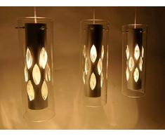 Plafonnier Torino m. différents éléments en verre Taille approximative L64 x 12 x 135 cm-Argent/Blanc