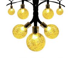 Innoo Tech, guirlande lumineuse féérique à énergie solaire de 6 m avec 30 LED, dotée de globes de cristal blanc chaux de Noël pour allées de jardin et soirées, décoration pour terrasse de chambre à coucher