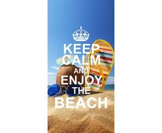 Miracle Home Keep Calm Serviette de Plage en Microfibre Multicolore 75 x 145 cm