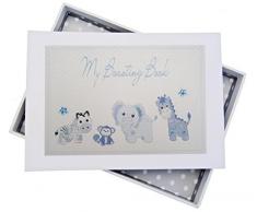 White Cotton Cards My Boasting Book, Mini Album Photo, Bleu, Jouets, Animaux, Tableau, Blanc, 12.5Â x 17.5Â x 2.5Â cm