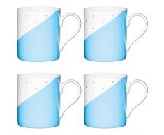 Kitchencraft Fine Panneau pour Enfant Spotty-Patterned Tasses, 250Â ML-Blue/Blanc (Lot de 4), Porcelaine Anglaise, Bleu/Blanc, 10.5Â x 7.5Â x 8.5Â cm