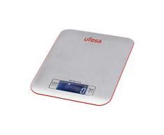 Ufesa 014904170001 BC1550 Balance de Cuisine Digitale, de 1Kg à 5kg, Acier Inoxydable Nettoyage facileArgent, Rouge, Argenté