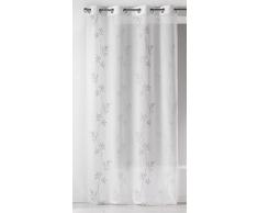 Homemaison 09540-8-AL Voilage Motif Fantaisie Brode Voile/Polyester Gris 1 x 140 cm