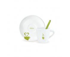 Bialetti RTATZ215 Tasse + Soucoupe + Cuillère Expresso Porcelaine Blanc 12,5 x 12,5 x 8,5 cm