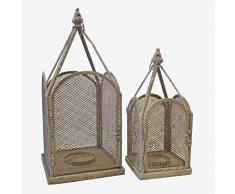 Better & Best St Lot de 2 lanternes pour Bougie en Forme de Grille Taupe Clair Dimensions 18 x 18 x 41 13 x 13 x 30,5 cm MatÃ©riau : mÃ©tal Taille Unique