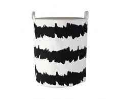 Premier Housewares Panier Ã Linge en Tissu TC (60% Polyester, 40% Coton), Noir/Blanc