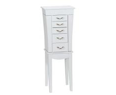 Mele & Co Lincoln Armoire à Bijoux en Verre Peint Blanc 33 x 25 x 93 cm