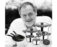 San Ignacio PK330IT Set de 3 poêles + Batterie de cuisine 8 pièces Chromé