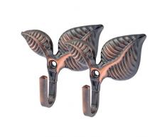 sourcing map 2pcs Crochet à Rideau Feuille Double Crochet Cintre Porte Embrasse Couleur Cuivre