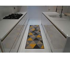 Tapis antidérapant Lavable en Machine Motif clé Grecque, Triangulaire, Motif Losanges, pour Salon, Cuisine (Noir/Gris, 120 x 160 cm), Doré foncé, 80x300cm(26 x910)