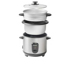 Bestron Cuiseur à Riz avec Motifs Asiatiques, Ensemble Cuiseur Vapeur et Appareil à Sushi, Asia Lounge, 400 Watt, Acier noxydable