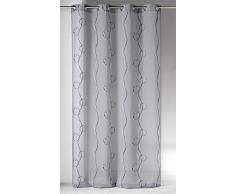 HomeMaison Voilage Etamine Imprimee Volutes Brillant, Polyester, Gris, 1x140x240 cm
