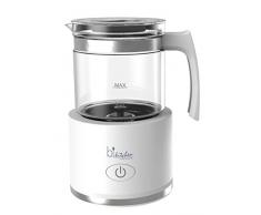 Bkitchen Milk 250 Mousseur à lait en verre avec fonction One Touch et indicateur de fonction Blanc 250 ml