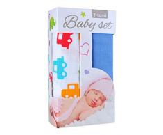 T-TOMI 2Â piÃ¨ces en Bambou Serviette de Bain, Voitures/Bleu, Multi Couleur, Taille Unique