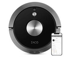 ZACO 501737 A9s - Aspirateur Robot et Laveur 3 en 1 avec Navigation PanoView et Station de Chargement - Application et Commande vocale Alexa intégrée, 22 W, Noir/Carbone