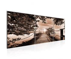 Tableau decoration murale Pont sur le lac 120 x 40 cm - XXL Impression sur Toile Salon Appartment 3 Parties - prêt à accrocher - 609033b
