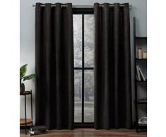 Home Exclusive Exclusif Maison Rideaux Oxford texturé en Satin de Coton Thermique pièce Obscurcir Grommet Top fenêtre Panneau de Rideau Paire, Espresso, 52 x 63