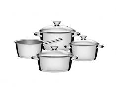 Tramontina 65650116 Allegra Ensemble de 4 casseroles en acier inoxydable avec 3 casseroles et 1 casserole à manche en acier 18/10