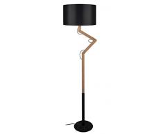 Tosel 51185 Lampadaire 1 Lumière, Bois, E27, 40 W, Noir, 40 x 170 cm