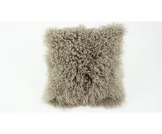 bokke Tibet Coussin en Fourrure dagneau Naturelle Noisette 40 x 40 cm