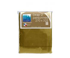 Nuit des Vosges 2104936 Cotoval Drap de Lit Uni Coton Taupe 270 x 325 cm