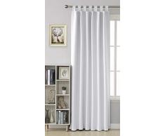 Deconovo Rideau Occultant en Tissu Design Moderne Salon Anti Chaleur Chambre Enfant Ã Patte Isolant Thermique 1 Pcs, Polyester, Blanc PÃ¢le Gris, 140x175cm