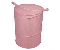 Bain 53973 Panier Ã Linge popup Couvercle Fente Polyester o38xh50cm Vitamine Rose Poudre, Taille Unique