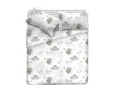 Italian Bed Linen cl-em-Papavero grigio-1p Complet lit Sac Emotion et taies doreiller, Coton, ImprimÃ©, Simple, 300Â x 150Â x 1Â cm