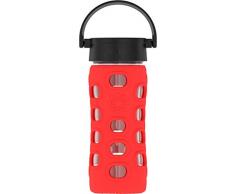 Lifefactory Gourde en verre, Verre Verre. Plastique, rouge, 350ml