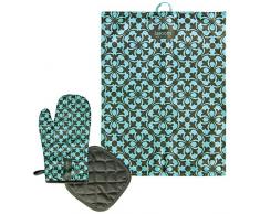 laroom 13676Â âÂ Set Torchon Cuisine et Gants Four Mosai, Couleur Vert