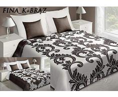 eurof irany Chon/lovetta/06Â Plaid Boutis Polyester de Coton, Cream/Brown, 220 x 240 x 1 cm