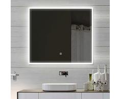Luxa Qua Design Miroir Mural Miroir de Salle de Bains avec LED Interrupteur Tactile â sam80 x 60 80 x 60 cm