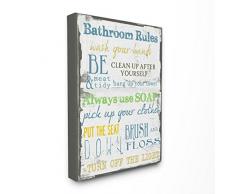 Stupell Industries le Stupell Home Decor Collection Rules Typographie de salle de bain surdimensionnÃ© tendue sur toile DÃ©coration murale, 24Â x 1,5Â x 30, fabriquÃ© aux Ãtats-Unis dAmÃ©rique, tissu, Multi, 24Â x 1.5Â x 30Â cm
