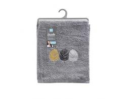 douceur dintérieur serviette de toilette 50x90 cm eponge brodee fougerys gris
