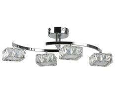 interfan plafonnier lED Ã 4Â LumiÃ¨res avec moules tulipe, argent