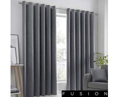 Fusion Strata Paire de Rideaux occultants à Åillets, Charbon, 66 Width x 72 Drop (168 x 183cm)
