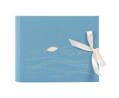 Goldbuch Album photo pour communion, Papier naturel, Bleu Ichthys, 24,5x19,5 cm