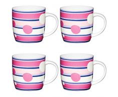 Kitchen Craft Lot de 4 Tasses en Porcelaine à Motif Floral Gris 425 ML, Porcelaine, Multicolore, 425 ML, Set of 4