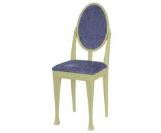 High Street Design Lot de 4 chaises de salle à manger Crème avec pieds Nuovo et violet Tissu Coussins