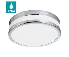 Eglo Plafonnier LED Parlermo pour salle de bain, 1 plafonnier, matÃ©riau : acier, verre : satinÃ© et blanc laquÃ©, Acier Verre, chrom, Ã 22,5 cm