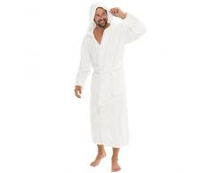 CelinaTex Florida Peignoir De Bain, Capuche, De Couleur Unie, Longue, Poches Appliquées, Femme, Homme, Unisexe, Microfibre, Laine Polaire de Corail XL Blanc