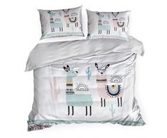 Design91 Lama Parure de lit pour Enfant avec Housse de Couette 170 x 210 cm et taie doreiller 160 x 200 cm
