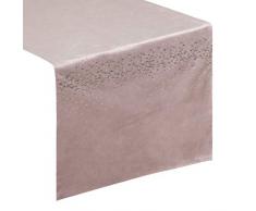 Eurofirany Nappe de Table en Velours pour décoration de Table en Velours avec Cristaux de Zirconium Rose 35 x 140 cm