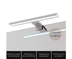 Kibath Gue Blanc Applique LED 30 cm 10 W, indiquée pour salle de bain Placement avec support universel pour miroir, meuble et cheminée Ãclairage froid uniforme. Fabriqué en aluminium, 30